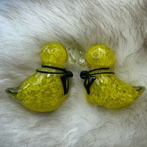 Yellow Glass Duck Figurines